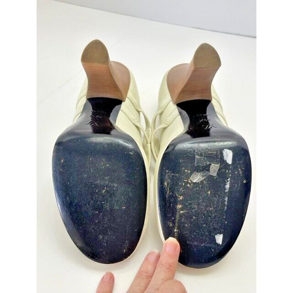 Vintage Louis Vuitton Ivory Cream Leather Strappy Platform Pumps Heels Sz 38.5 8 - Picture 15 of 16